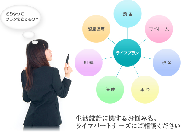 生活設計に関するお悩みも、ライフパートナーズにご相談ください。